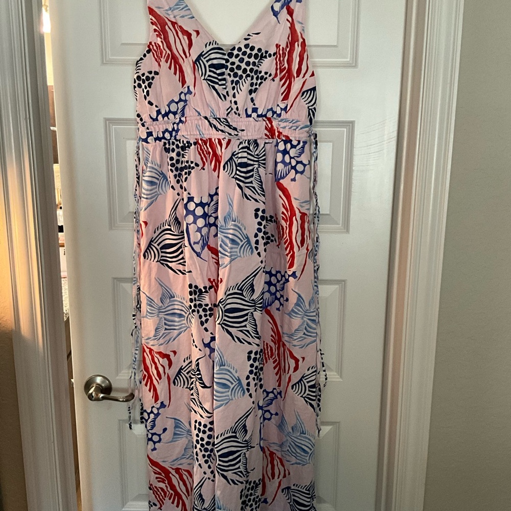 LOFT Pink and Blue Maxi Dress